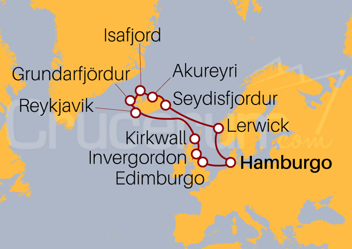 Itinerario Crucero Reino Unido e Islandia