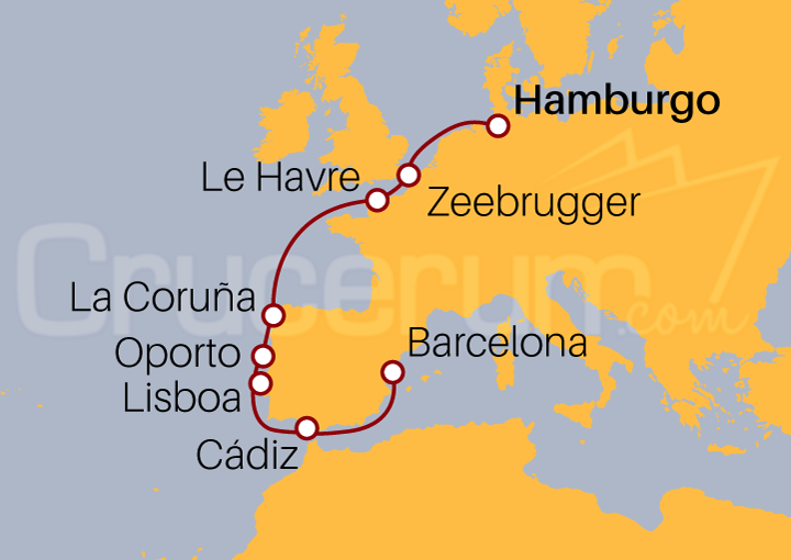 Itinerario Crucero De Hamburgo a Barcelona
