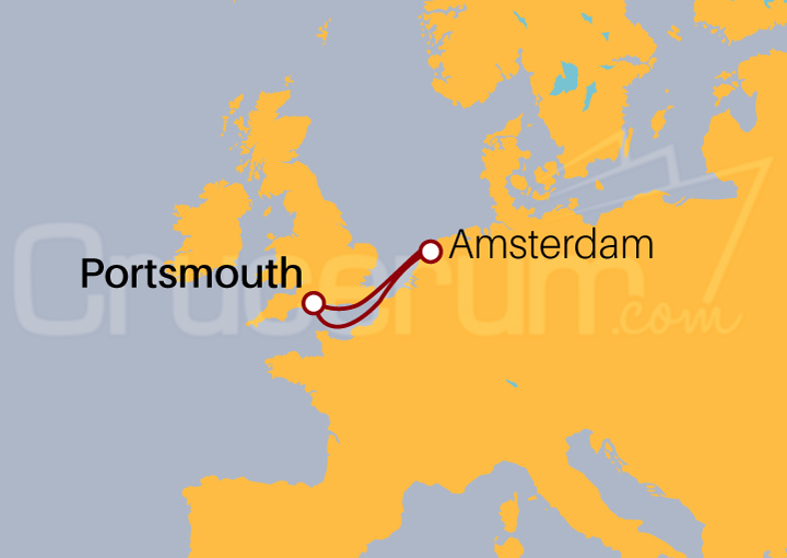 Itinerario Crucero De Inglaterra a Amsterdam ida y vuelta