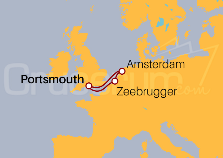 Itinerario Crucero Portsmouth, Amsterdam y Zeebrugge