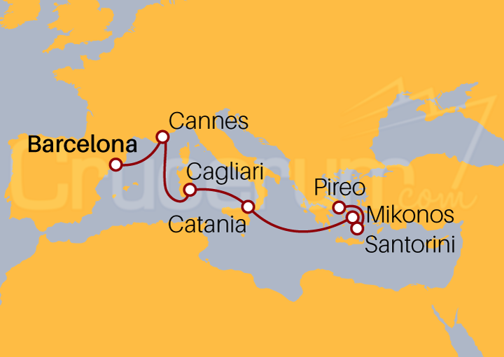 Itinerario Crucero De Barcelona a Pireo