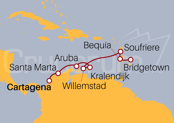 Itinerario Crucero De Cartagena a Bridgetown