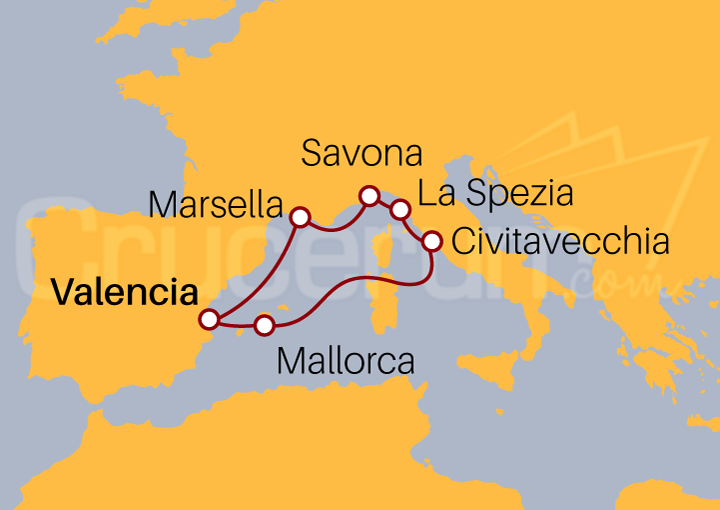 Itinerario Crucero Mediterráneo Otoñal
