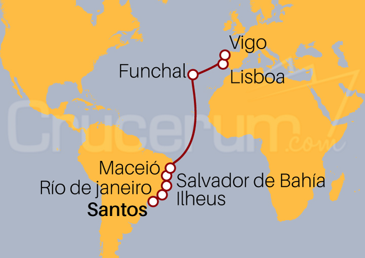 Itinerario Crucero De Santos a Vigo