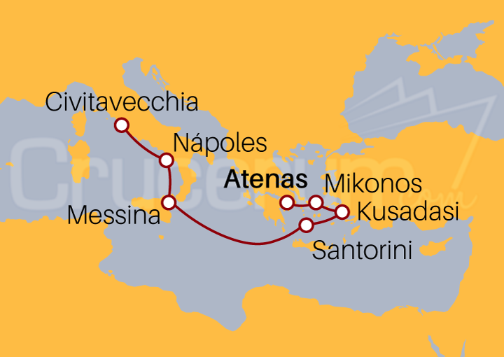 Itinerario Crucero De Atenas a Civitavecchia