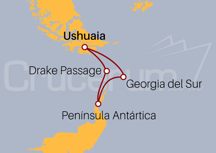 Itinerario Crucero Expedición a las tierras del sur
