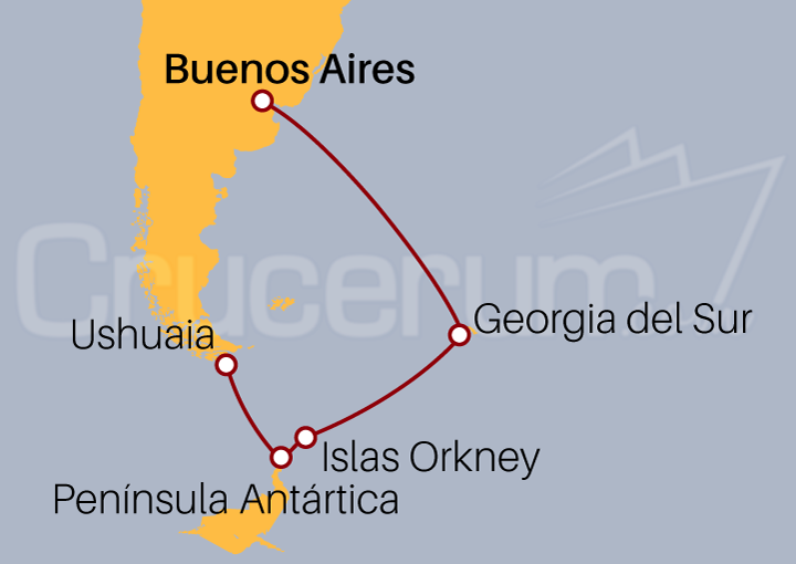 Itinerario Crucero La Gran Aventura Antártica