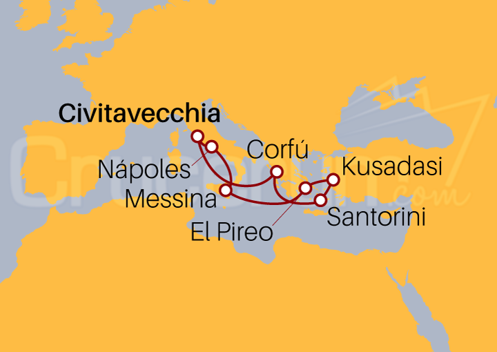 Itinerario Crucero Islas Griegas, Turquía e Italia