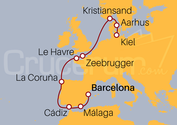 Itinerario Crucero De Barcelona a Kiel