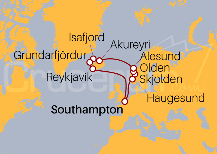 Itinerario Crucero Fiordos Noruegos e Islandia