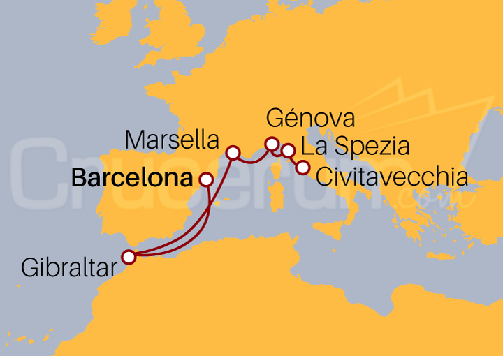 Itinerario Crucero Mediterráneo 2025