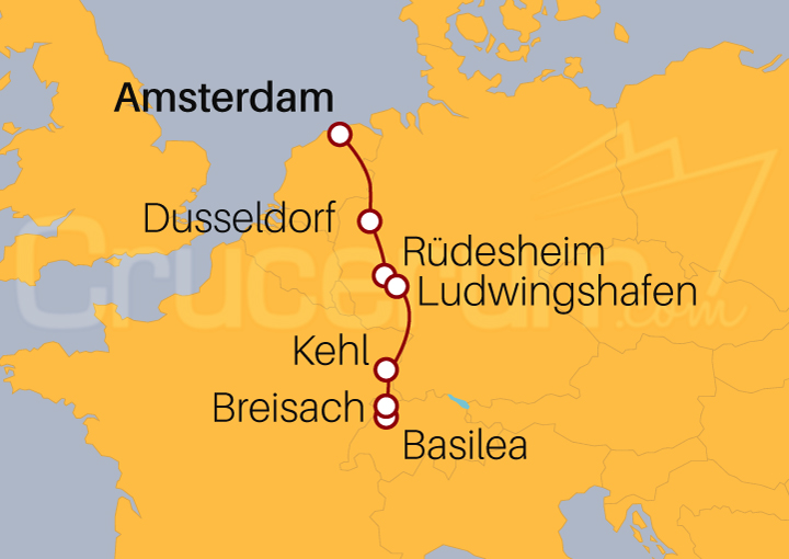 Itinerario Crucero Fluvial por Holanda y Alemania