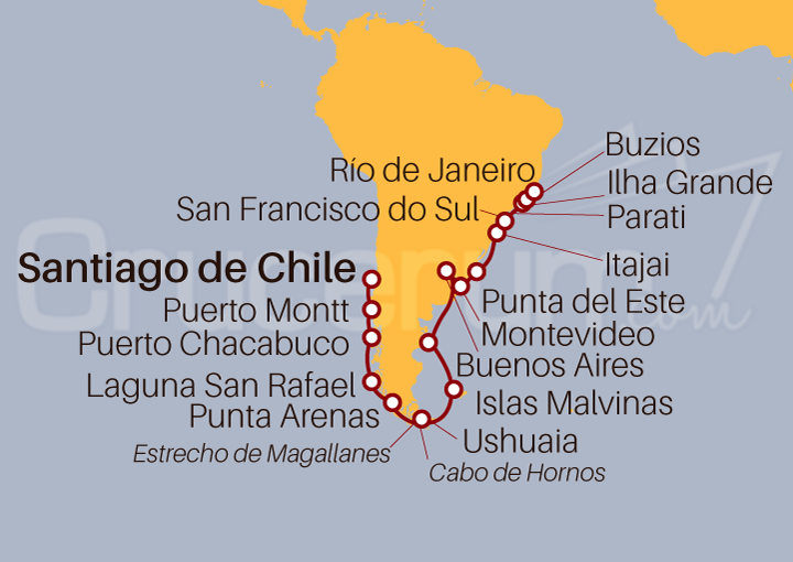 Itinerario Crucero De Santiago de Chile a Río de Janeiro