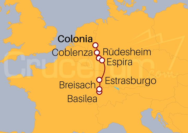 Itinerario Crucero Por el Sur del Rin 2024