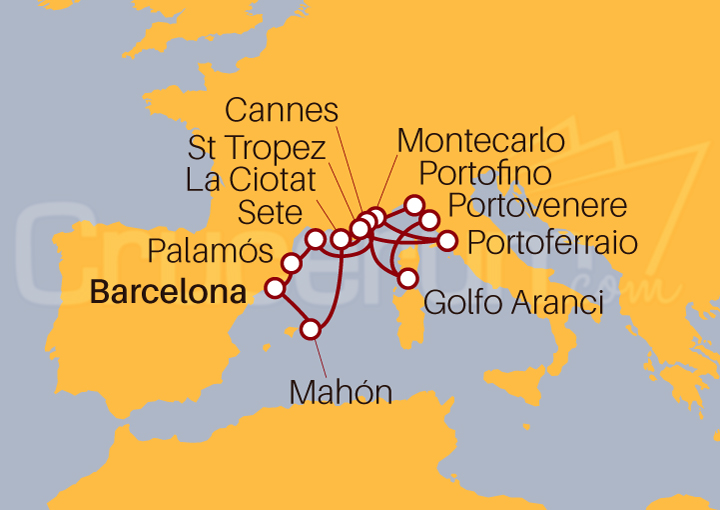 Itinerario Crucero Mediterráneo 2024