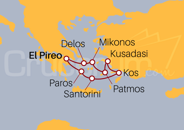 Itinerario Crucero Islas Griegas y Costa de Turquía 2025