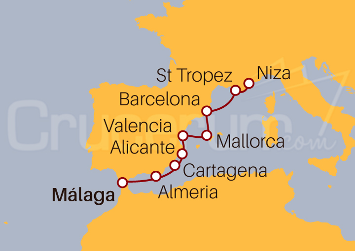Itinerario Crucero De Andalucía a la Costa Azul