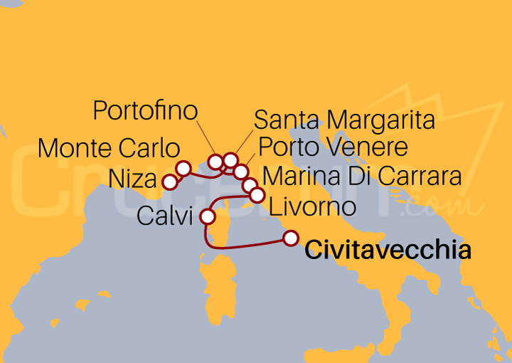 Itinerario Crucero Francia y Riviera Italiana con Córcega