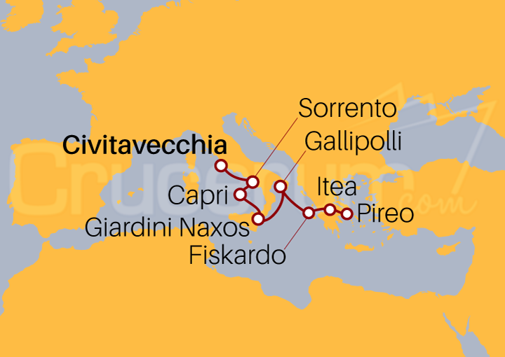 Itinerario Crucero Joyas de Italia y Grecia