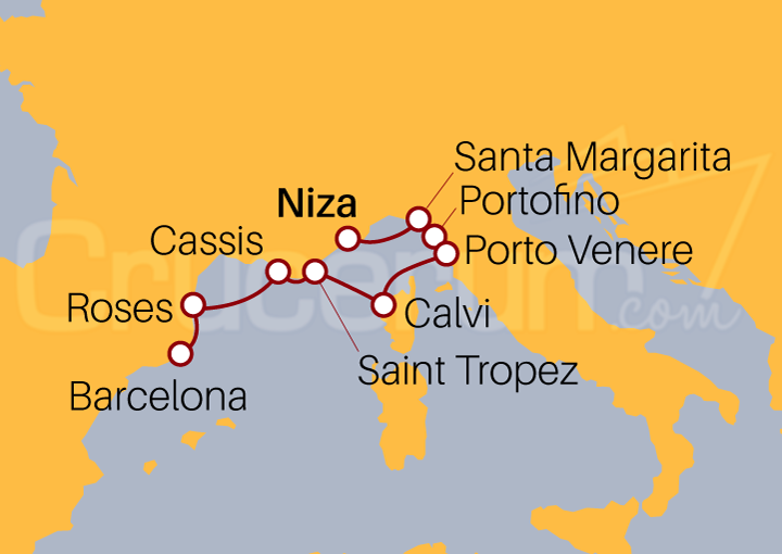 Itinerario Crucero Joyas Náuticas por Rivieras Francesa e Italiana