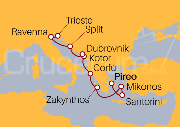 Itinerario Crucero Islas Griegas y Adriático