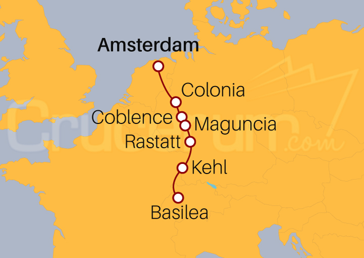 Itinerario Crucero El Rin de Lujo