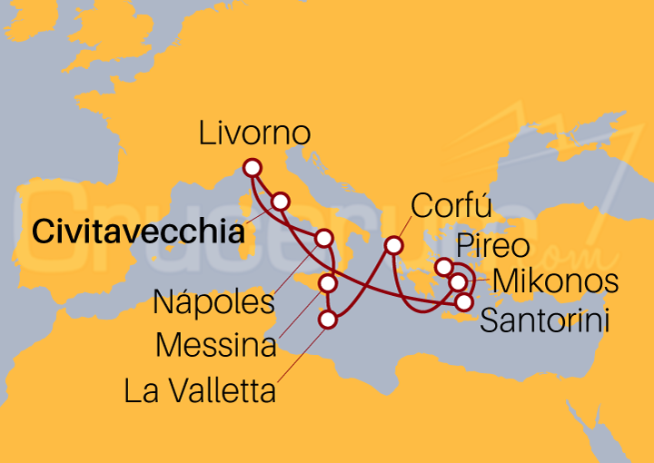 Itinerario Crucero Islas Griegas e Italia