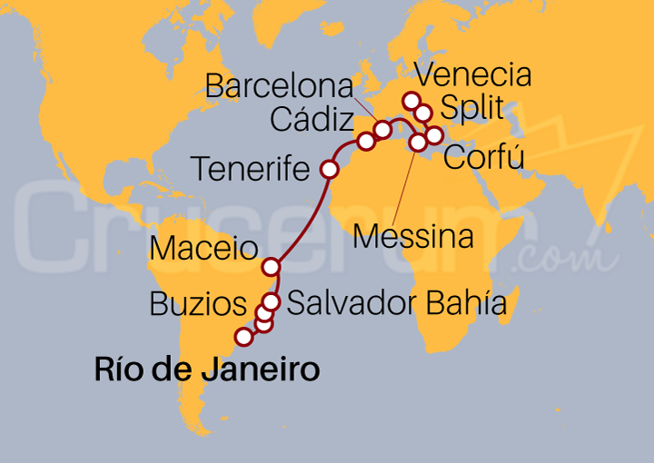 Itinerario Crucero De Río de Janeiro a Venecia
