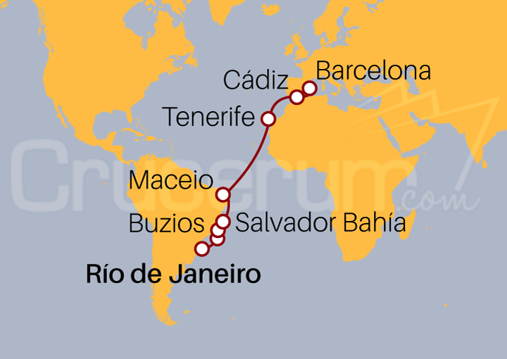 Itinerario Crucero De Río de Janeiro a Barcelona