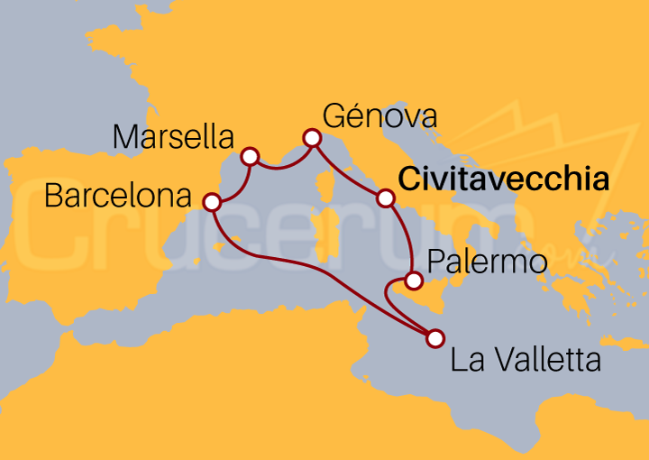 Itinerario Crucero Italia, Malta y Francia