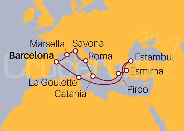 Itinerario Crucero Gran Mediterráneo con Turquía