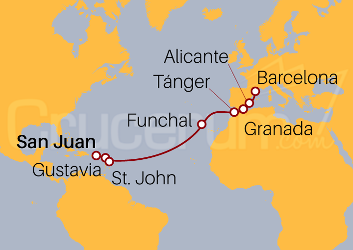 Itinerario Crucero Puerto Rico a Barcelona