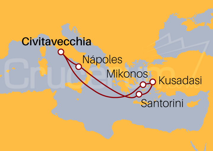 Itinerario Crucero Italia, Mikonos, Turquía y Santorini