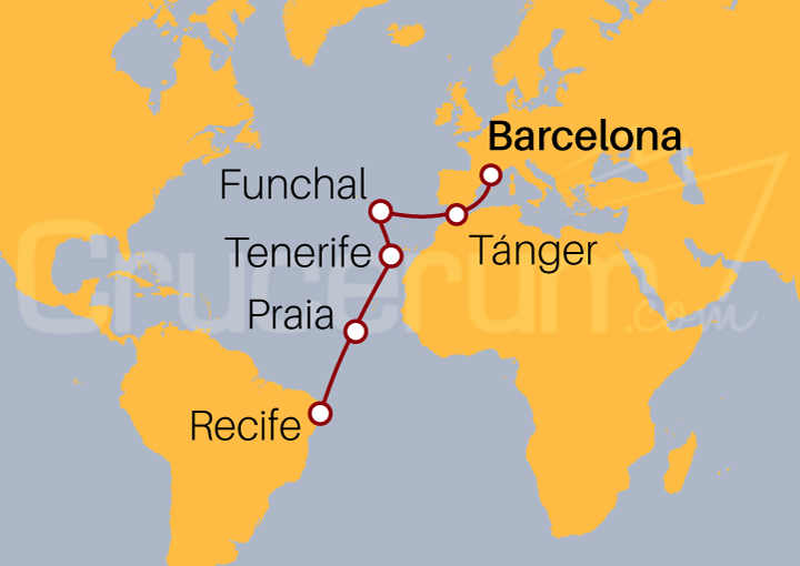 Itinerario Crucero De Barcelona a Recife