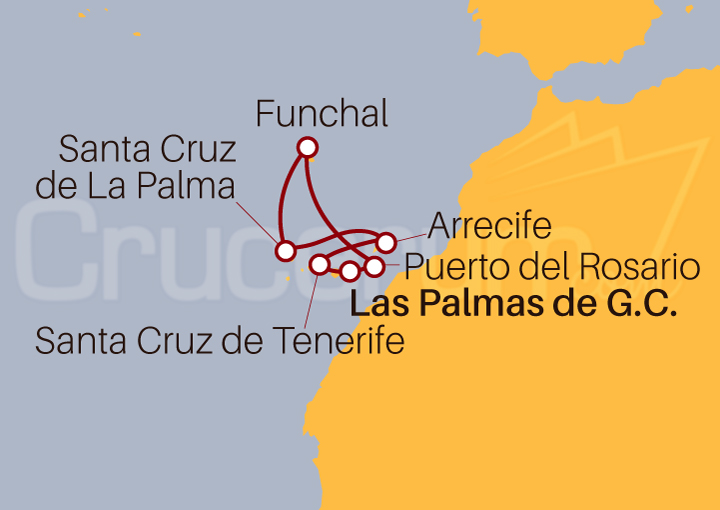 Itinerario Crucero Islas Canarias y Funchal