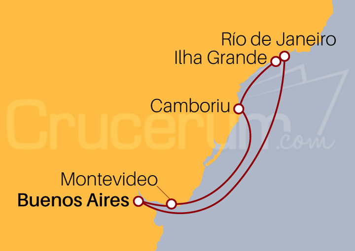 Itinerario Crucero Sudamérica rumbo a 2025