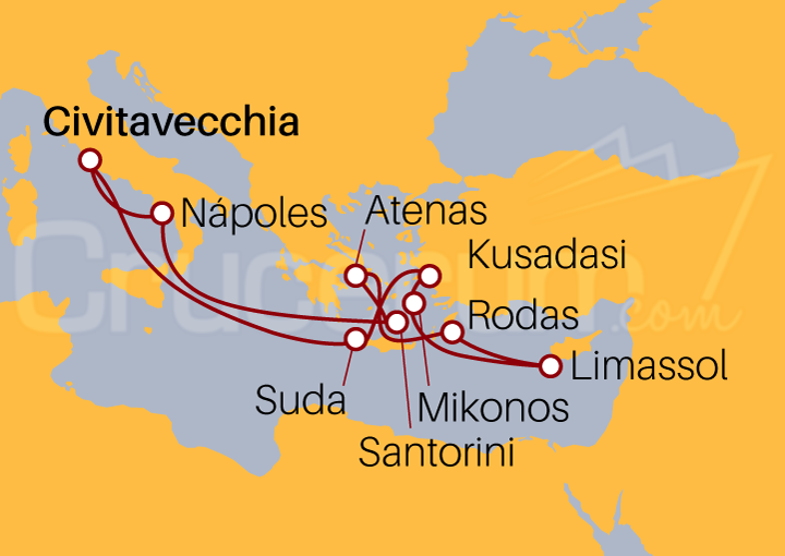 Itinerario Crucero Italia, Islas Griegas, Turquía, Chipre
