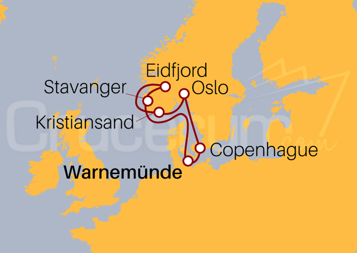 Itinerario Crucero Alemania, Noruega y Dinamarca