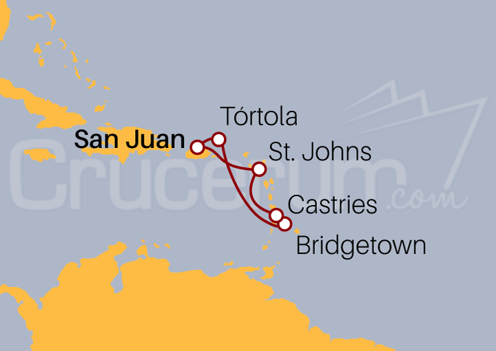 Itinerario Crucero Islas y Mares del Caribe