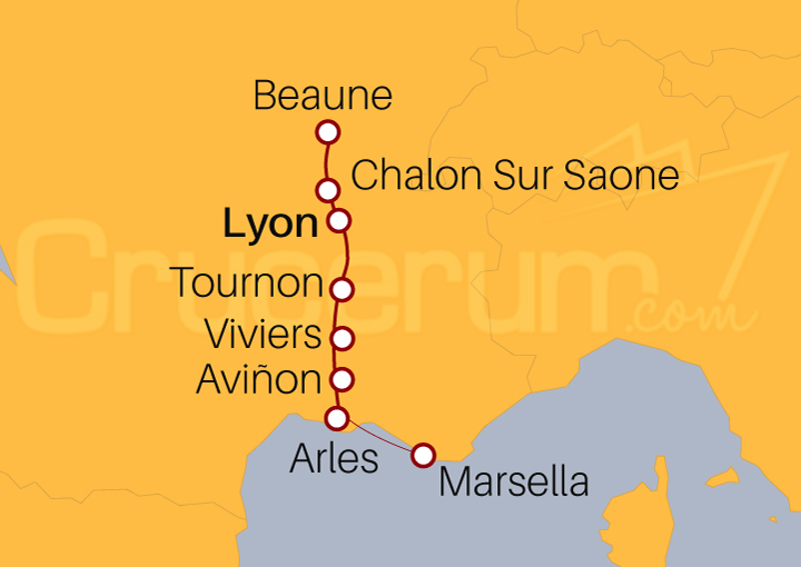 Itinerario Crucero Sensaciones de Lyon y Provenza