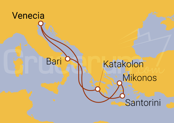Itinerario Crucero De Venecia a Islas Griegas