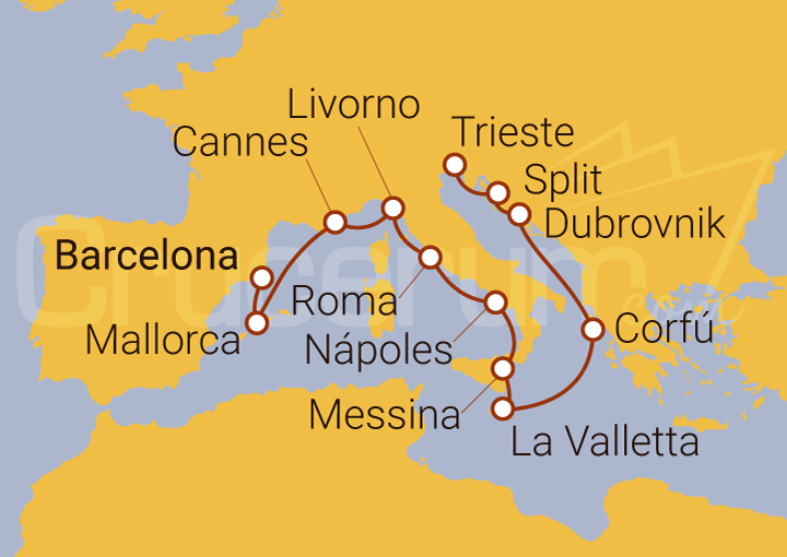 Itinerario Crucero De Barcelona a Venecia