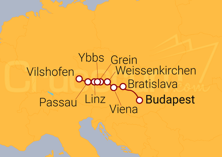 Itinerario Crucero De Budapest a Vilshofen