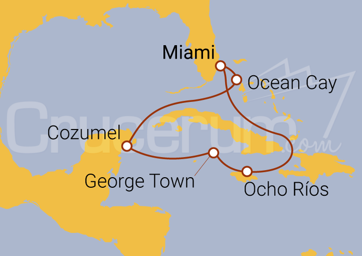 Itinerario Crucero Jamaica, Islas Caimán y México