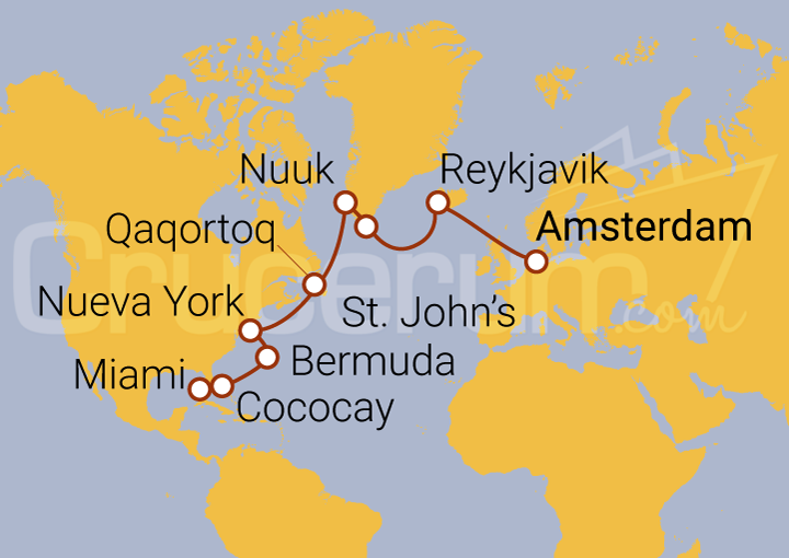 Itinerario Crucero De Amsterdam a Miami