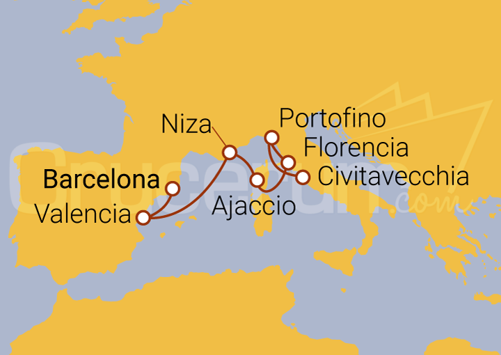 Itinerario Crucero Mediterráneo desde Barcelona