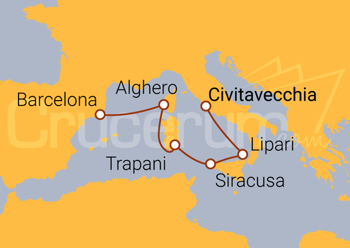 Itinerario Crucero Islas de Italia hasta Barcelona