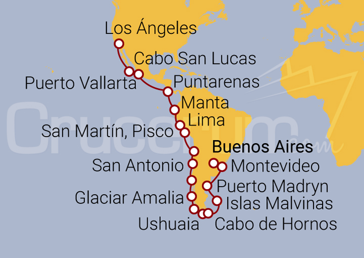 Itinerario Crucero De Buenos Aires a Los Ángeles