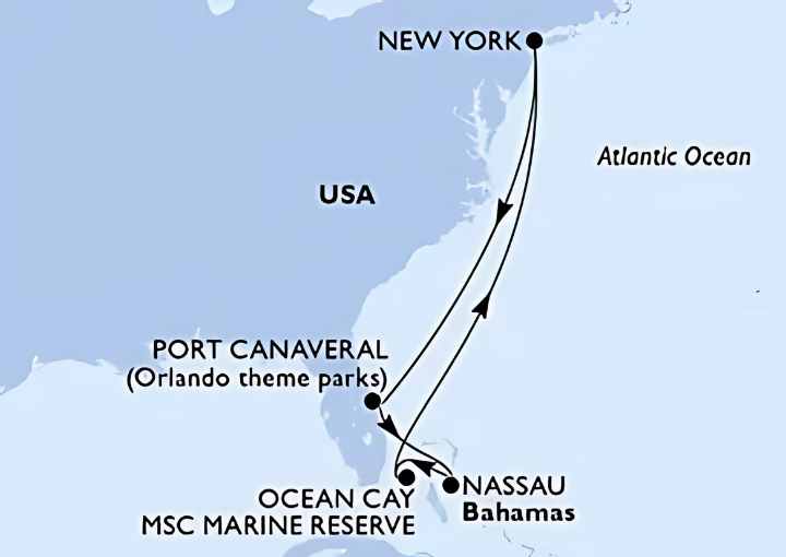 Crucero de 8 días desde Nueva York a bordo del MSC Meraviglia 2025 - 2026 MSC Cruceros