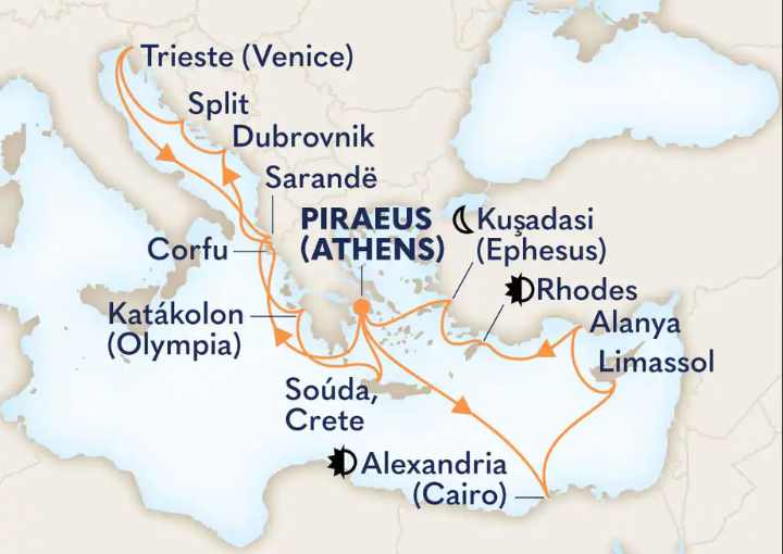 Crucero de 22 días desde Pireo (Atenas) a bordo del Oosterdam octubre 2025 Holland America Line